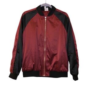 Forever 21 embroidered tiger satin bomber jacket size medium